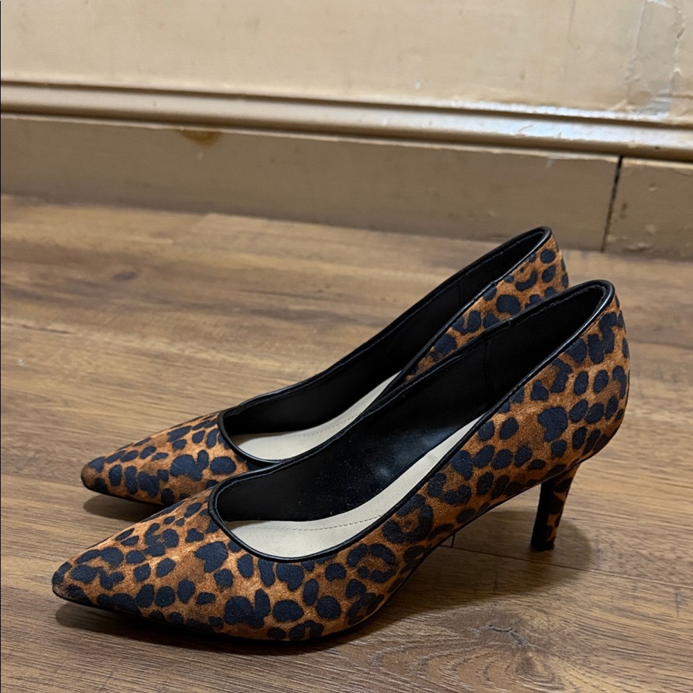 Leopard Print Pointed Toe Heels in Brown and Black